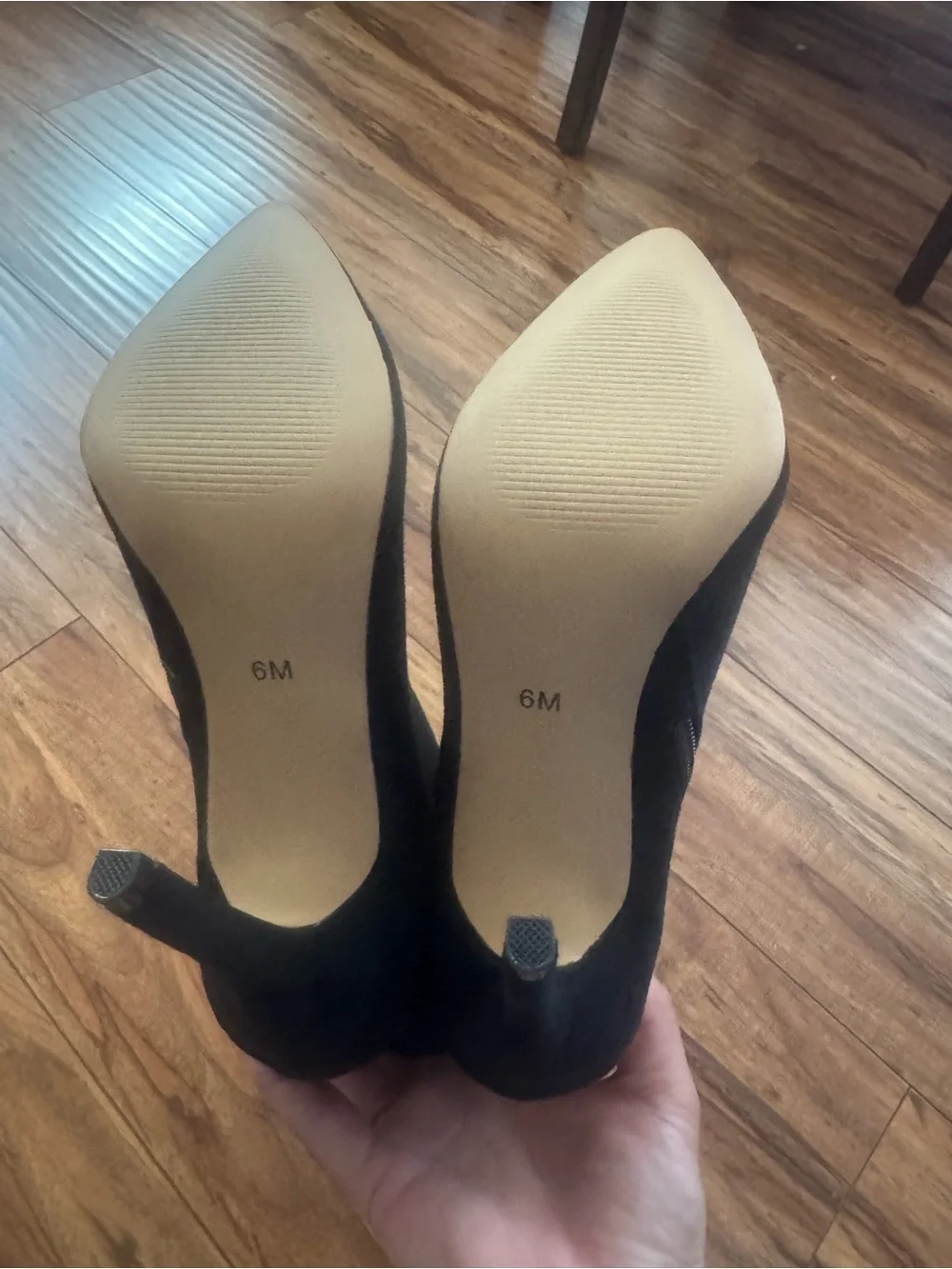New NIB Neiman Marcus black faux suede tall boots featuring a pointed toe Sz 6